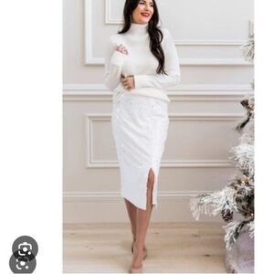 Rachel Parcell Elegant White Pencil Skirt